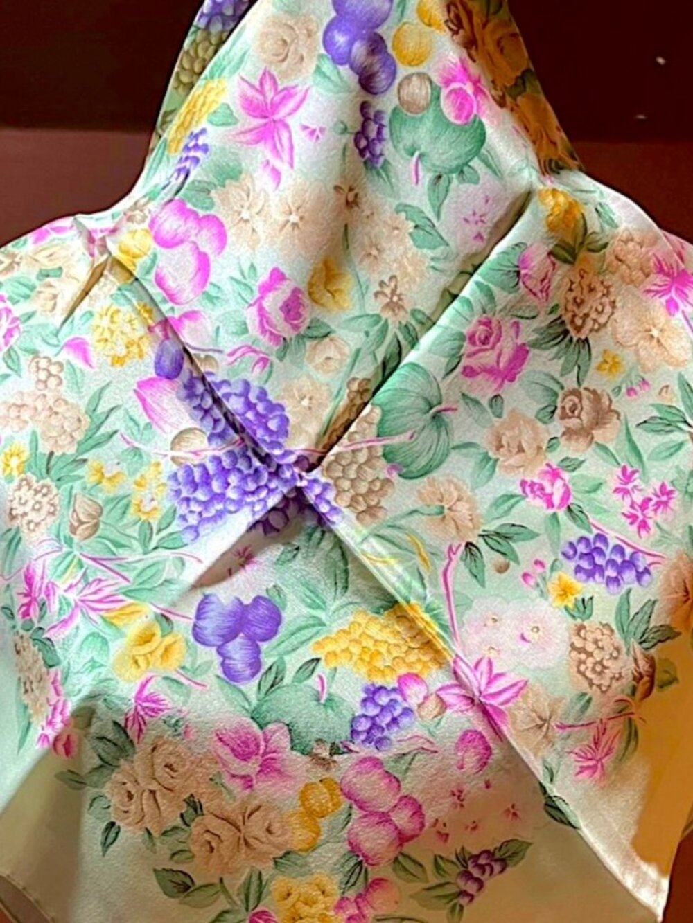 Vintage Emanuel Ungaro Silk Scarf /Hand-Rolled 30" Harvest Print /Made in Japan